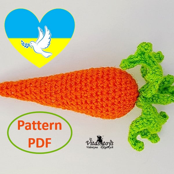 Crochet toy Carrot amigurumi easy pattern Support Ukraine Pattern Ukrainian