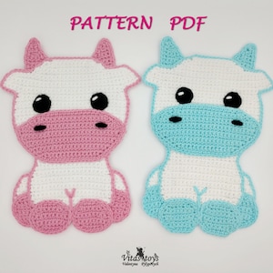Crochet cute cow applique pattern