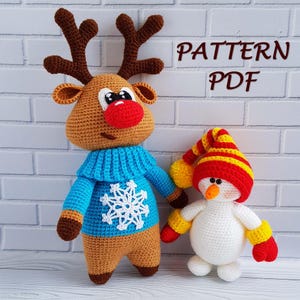 Amigurumi snowman Christmas crochet deer pattern