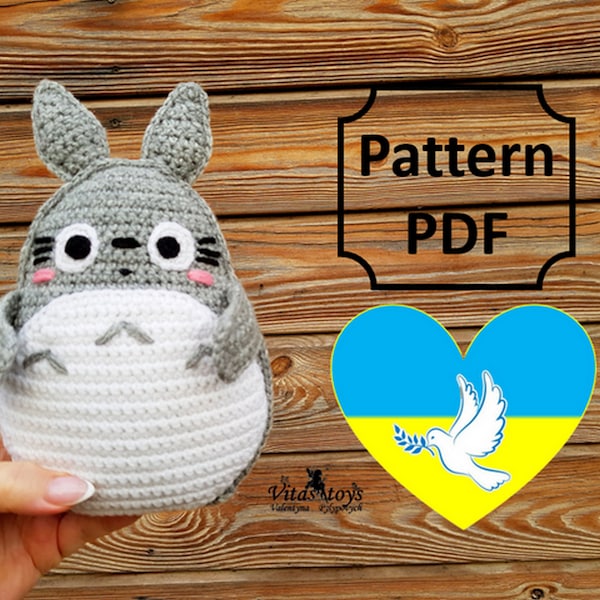 Totoro amigurumi Kawaii Plush toy Ragdoll pattern Pray for Ukraine Support Ukraine