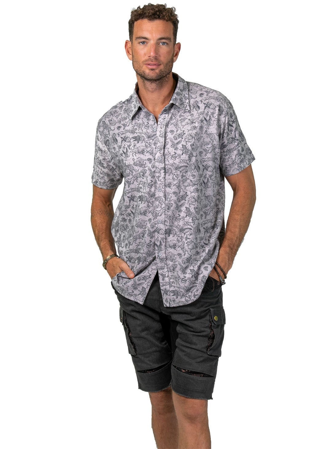 Men's Button Short Sleeve Dress Shirt 