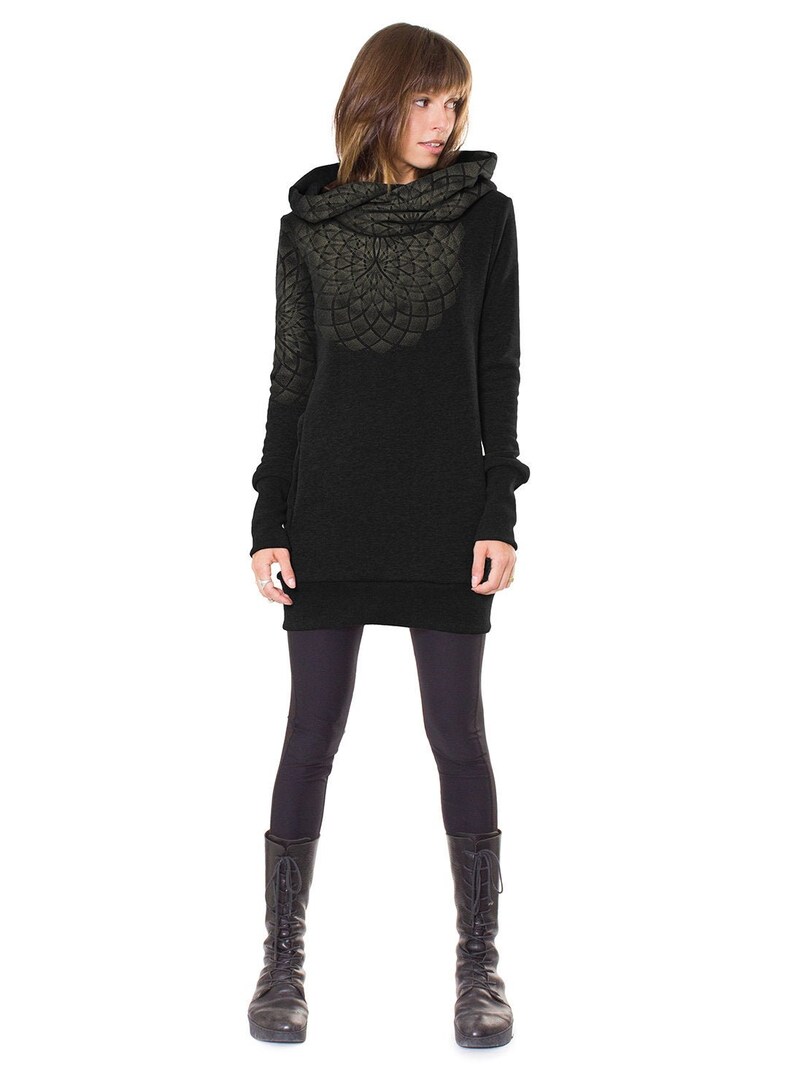 womens black tunic sweatshirt