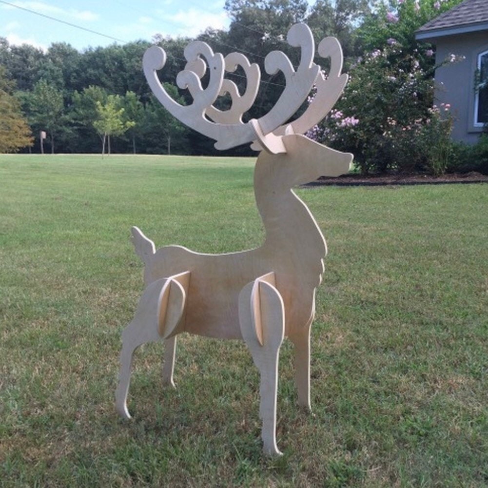 Reindeer Yard Art Unfinished Wooden Cutout Christmas Front Etsy