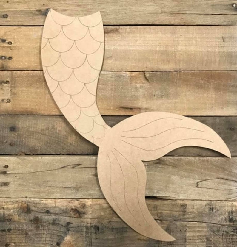 Mermaid Tail Kids Craft wood blank Kids wood shape Kids Birthday Party Craft DIY Unfinished Wooden Cutout Beginner Paint by Line