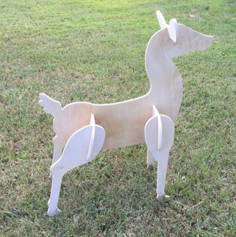 Reindeer Yard Art Unfinished Wooden Cutout Christmas Front Etsy