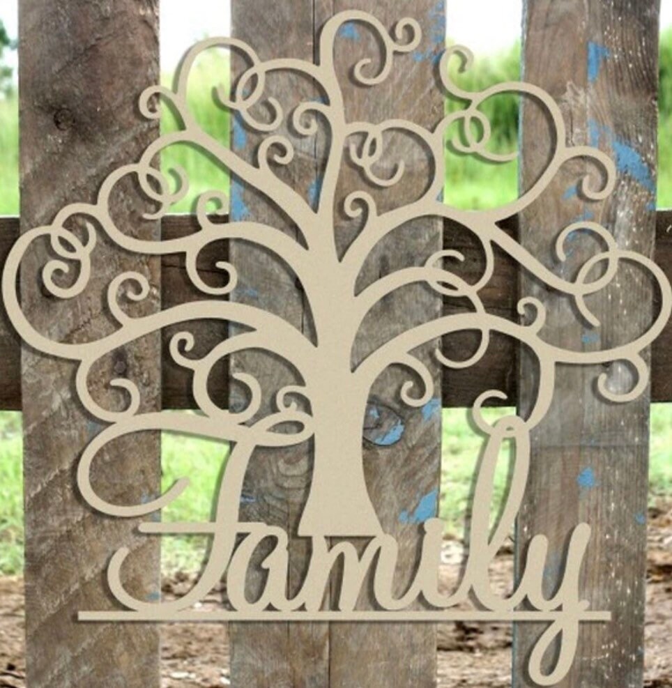 Family Tree Door Hanger Unfinished Wooden Cutout Fall home Etsy