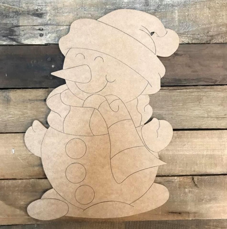 Snowman Door Hanger DIY Unfinished Wooden Cutout Beginner Etsy