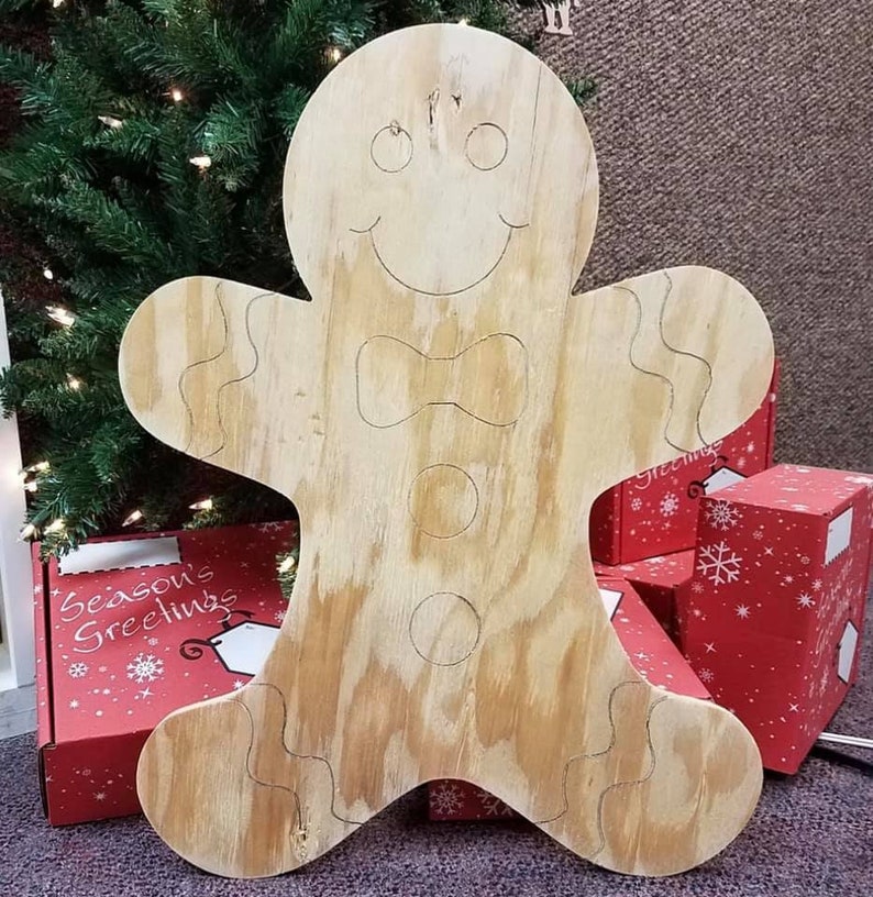 Gingerbread Man Photo Prop Yard Art Unfinished Wooden Cutout Etsy