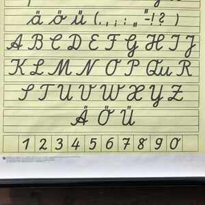 Vintage CALLIGRAPHY CURSIVE Handwriting Educational School Chart ...