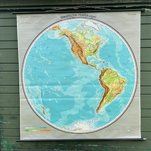 Vintage roll down scuola mao dell'EMISFERO OCCIDENTALE - AMERICHE e Oceano Atlantico. 1970