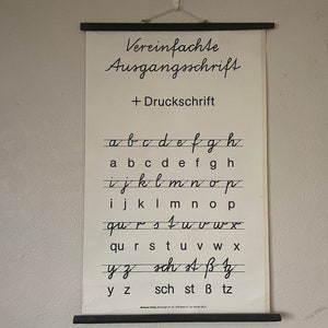 Grafico scolastico educativo della calligrafia corsiva vintage CALLIGRAFIA LETTERE Alfabeto della lingua tedesca