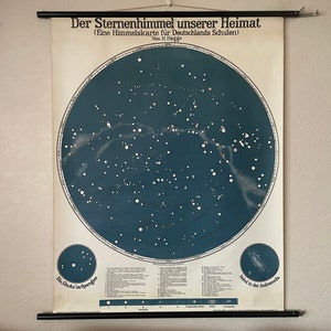 Vintage schoolkaart STARS of the NOORD HEMISPHERE onderwijskaart Ruimteconstellaties.