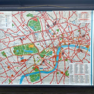 Raro Vintage LONDRES TRANSPORT MAP mapa escolar Inglaterra Reino Unido. 1976