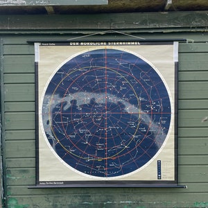 CONSTELLATIES van het NOORDELIJK HEMISPHERE vintage schoolkaart van sterren astronomie educatieve wandkaart.