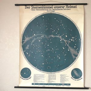 Vintage schoolkaart STARS of the NOORD HEMISPHERE onderwijskaart Ruimteconstellaties.