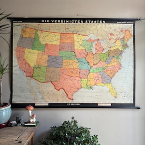 Mappa scolastica d'epoca del NORD AMERICA, mappa educativa in basso, Stati Uniti
