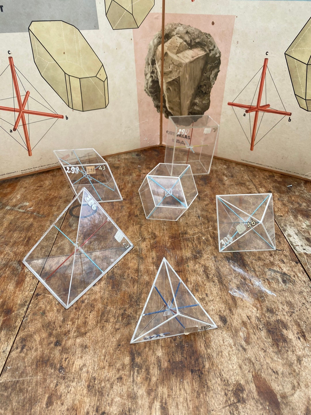 Vintage Perspex GEOMETRIC SHAPES Set of 6 Educational Models MATHS ...