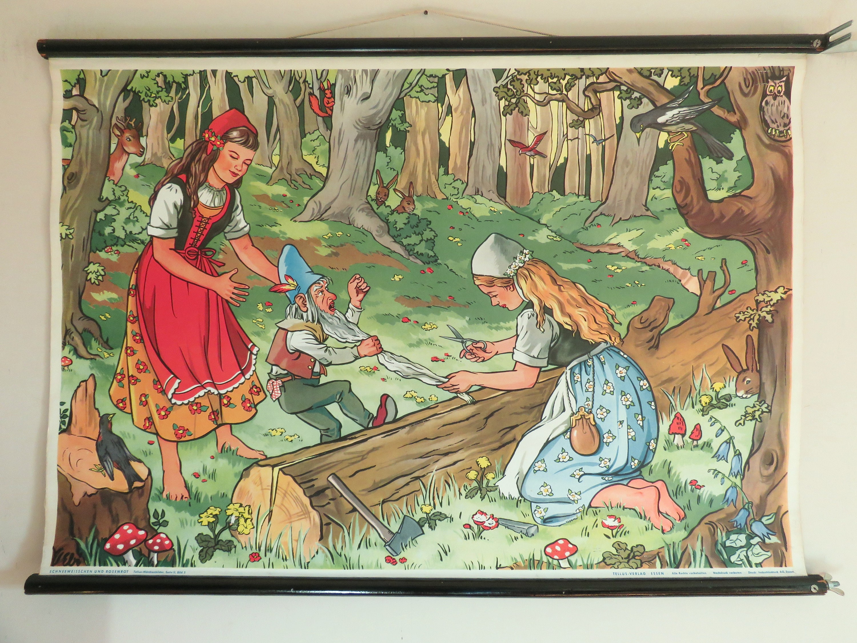 Vintage Snow White Rose Red Fairytale School Chart Wall Etsy