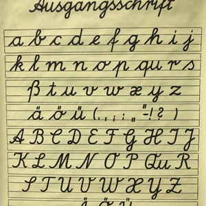 Vintage CALLIGRAPHY CURSIVE Handwriting Educational School Chart ...