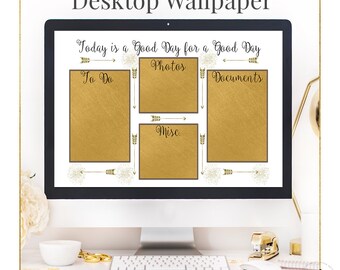 rose gold desktop wallpaper organizer etsy