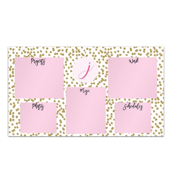 Desktop Organizer Wallpaper Digital Image Pink And Gold Etsy