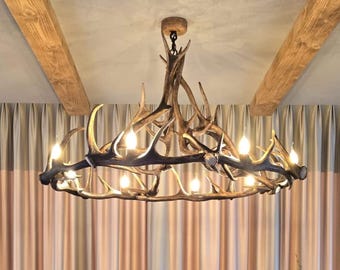 Large Round Shape Real Antler Chandelier For 8 Lights