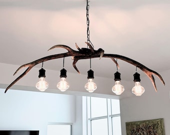 Real Deer Antler Linear Chandelier for Kitchen Island