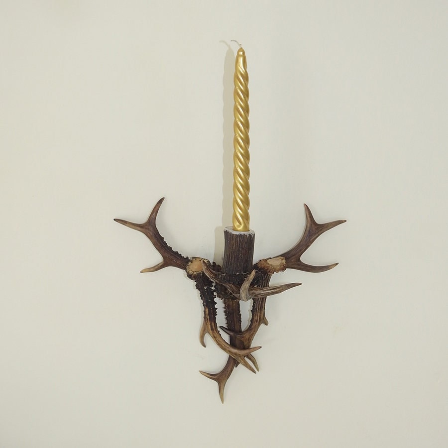 Real Antler Wall Sconce Candle Holder in Rustic Style
