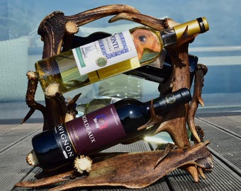 Real Antler Wine Rack for Farmhouse