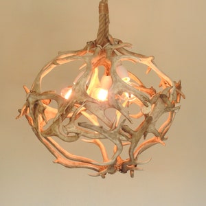 Real White, Modern Antler Chandelier in Bubble Shape