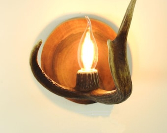 Small Antler sconce with Wood