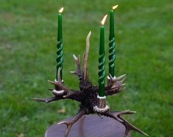 Farmhouse Real Antler Candle Holder
