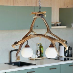 Farmhouse Deer Antler Chandelier for 2 Lights