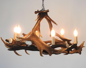Real Fallow Deer Antler Chandelier for 6 Lights