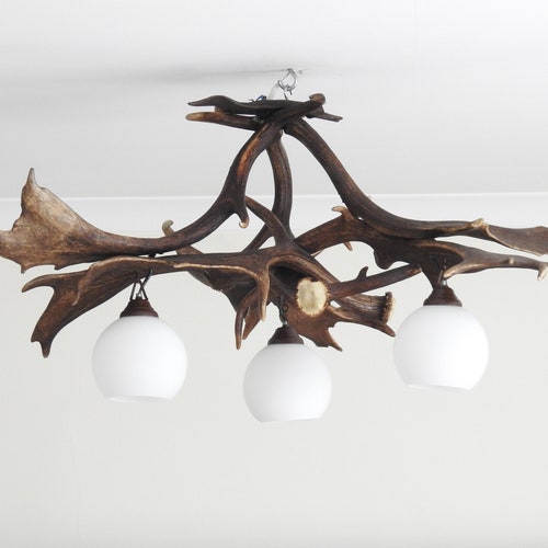 Antler Chandelier Handcrafted Solid White Oblong Shape Etsy