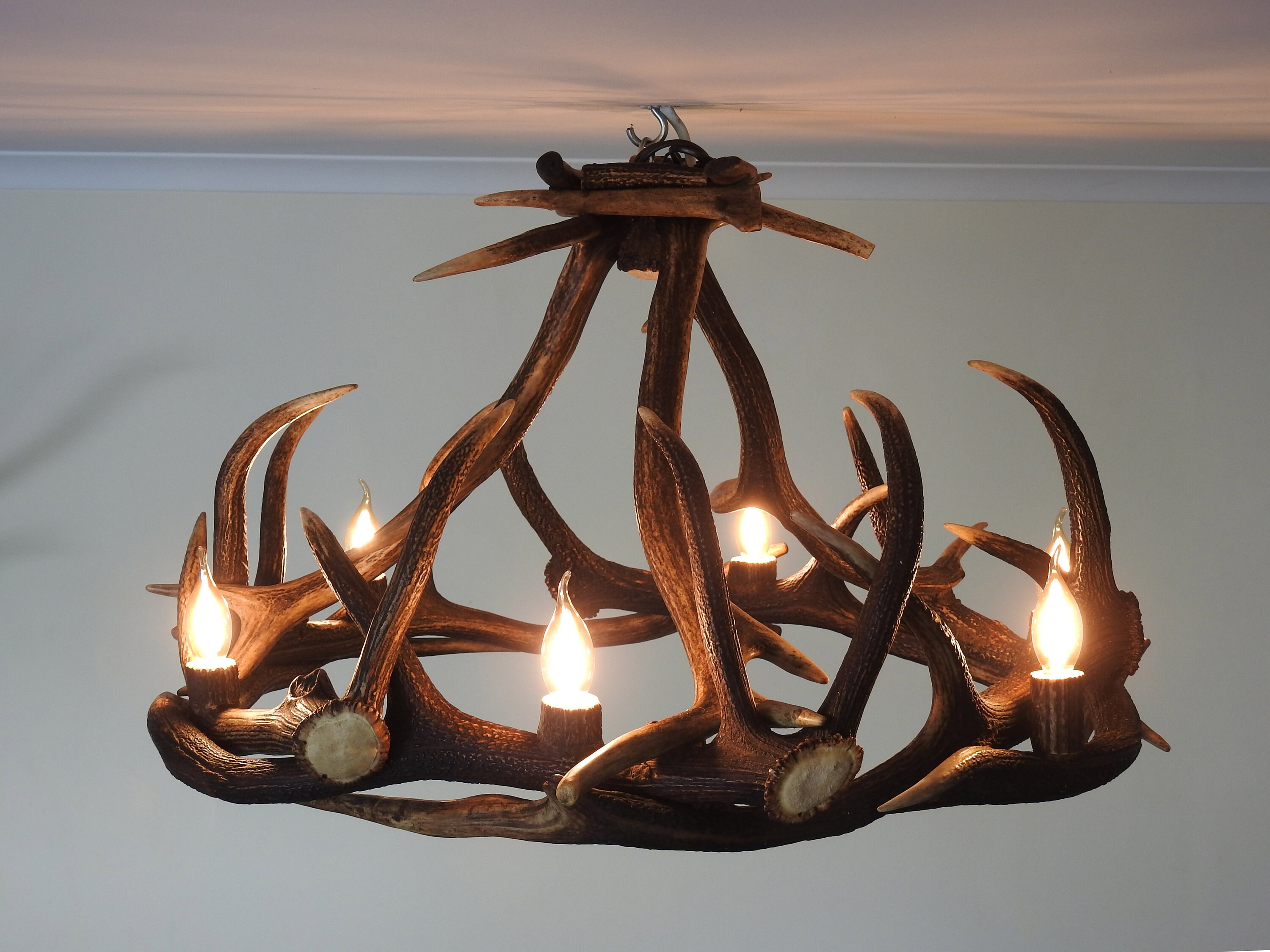 Round on sale antler chandelier