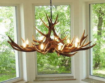 Real, Large Antler Chandelier for 9 Lights for Farmhouse