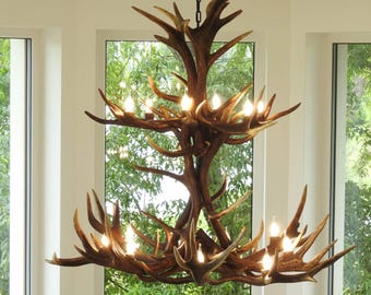 Large Real Antler Chandelier for 15 Lights for Farmhouse