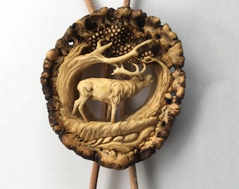 彫刻が施された鹿の角の輪タイ - Etsy 日本