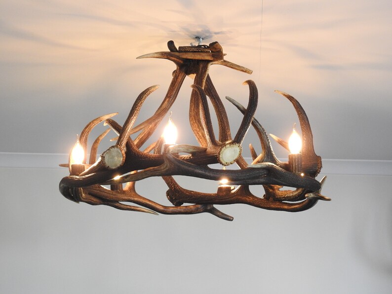 Real Deer Antler Round Chandelier Etsy