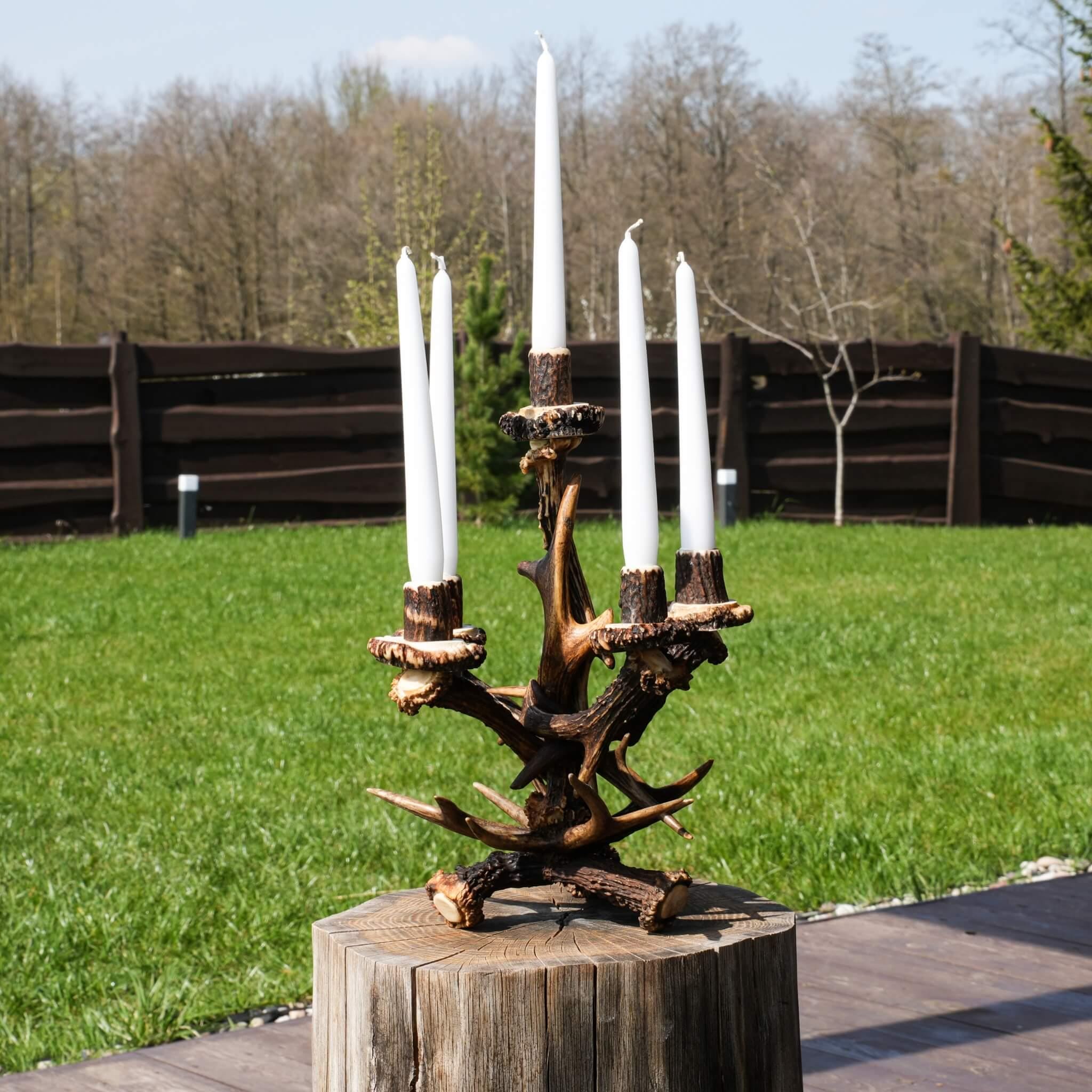 Antler Pillar Candle Holder Set Of 2