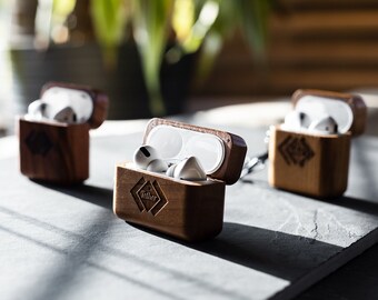 AirPod Pro-hoesje natuurlijk hout, walnoot, roos, kers