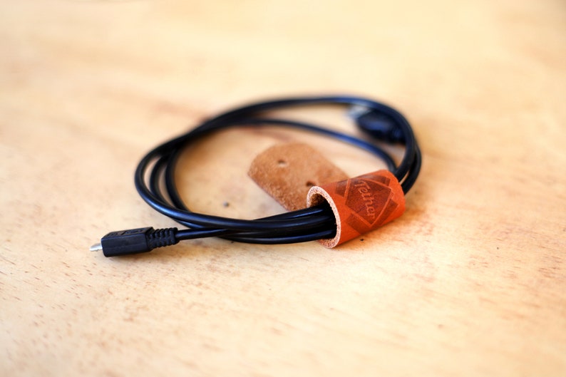 Set of 2 Genuine Leather Cable Wraps / Cord Holders / Cable Etsy