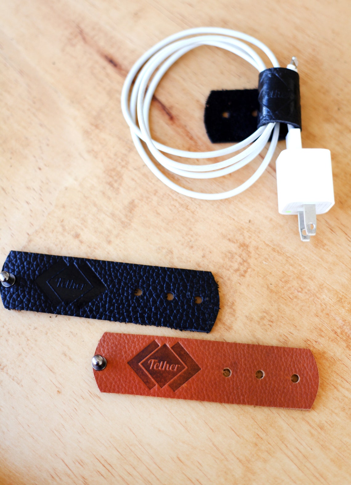 Set of 2 Genuine Leather Cable Wraps / Cord Holders / Cable Etsy