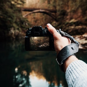 Camera Strap - Grey Leather Wrist Strap for DSLR/SLR camera, DSLR Camera Strap. Camera accessories. Canon camera strap. Nikon camera strap.