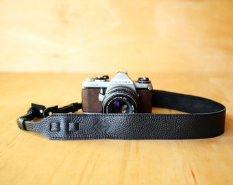 Camera Strap - Black Leather for DSLR or SLR camera, DSLR Camera Strap. Camera accessories. Canon camera strap. Nikon camera strap.