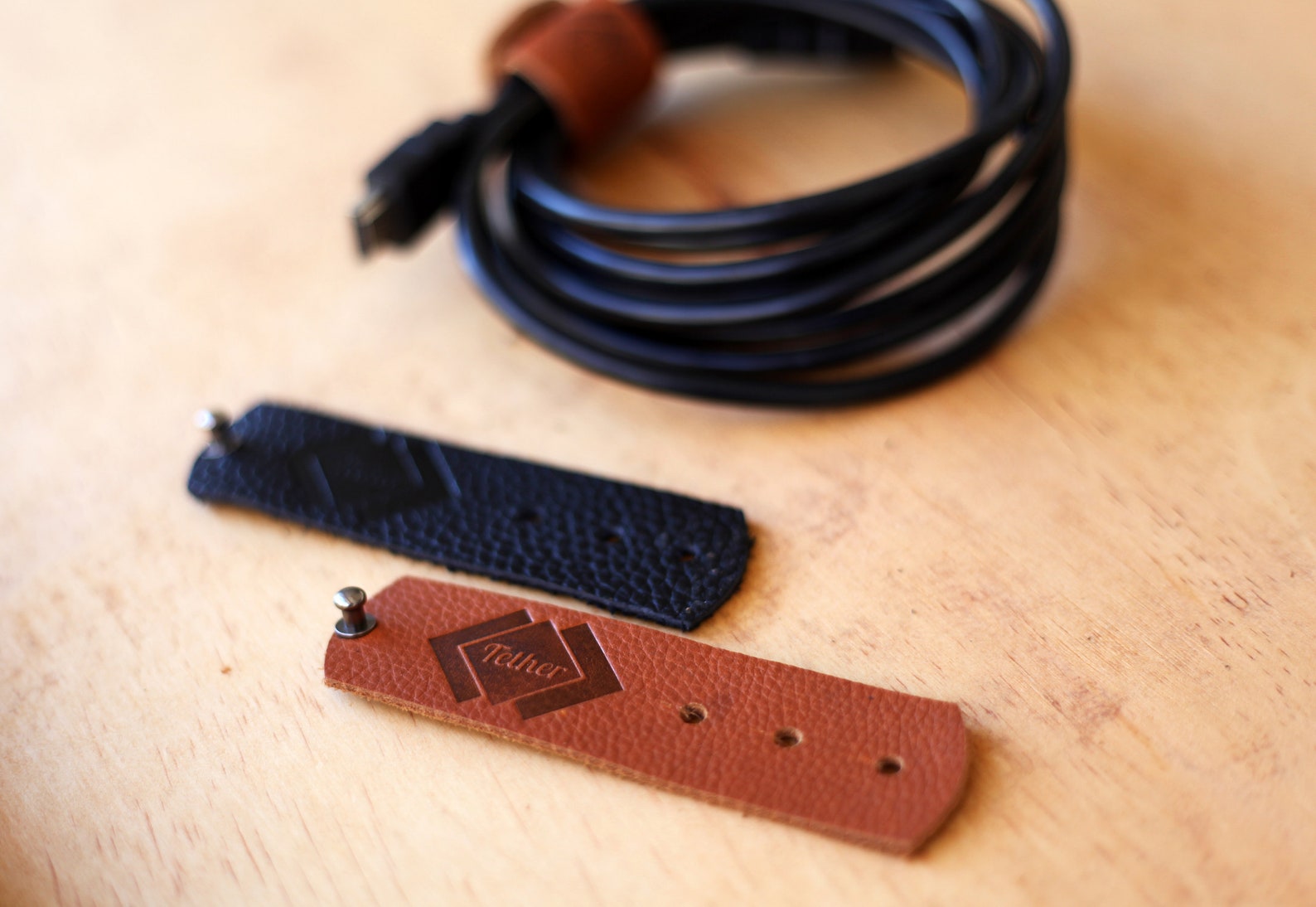 Set of 2 Genuine Leather Cable Wraps / Cord Holders / Cable Etsy