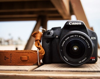 Camera Wrist Strap - Leather Wrist Camera Strap for DSLR or SLR camera, DSLR Camera Strap. Canon camera strap. Nikon camera strap.