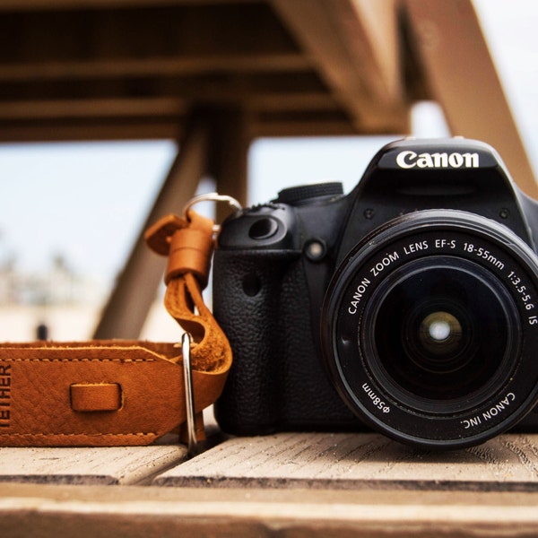 Camera Wrist Strap - Leather Wrist Camera Strap for DSLR or SLR camera, DSLR Camera Strap. Canon camera strap. Nikon camera strap.