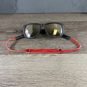 Red Cinch Adjustable Slim Leather Sunglass Strap, Strap for sunglasses